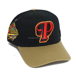Custom Design 5 Panel A <b>Frame</b> Hats Flat <b>Embroidery</b> Fit Blank Black Wholesale Logo Men Sports Baseball Cap - Product Image 2