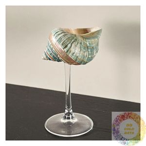 Gobelet en coquillage naturel de luxe, fait main, avec pied en verre, élégant, vaisselle côtière, décoration de table haut de gamme, vaisselle unique - Product Image 4