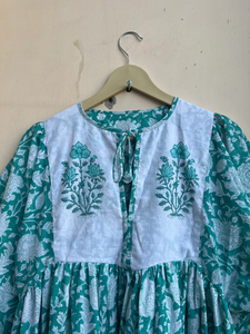 Robe longue décontractée à motif floral en coton brodé, imprimé au bloc, avec pompons, pour femme – Cadeau pour elle - Product Image 4