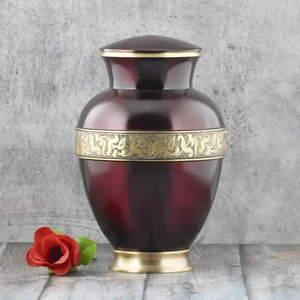 Urne funéraire Golden Swirl avec finition couleur terre chaude et couvercle assorti pour une présentation commémorative élégante - Product Image 2