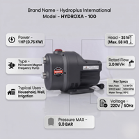 Pompe à eau monophasée multi-étages à aimant permanent en acier inoxydable Hydroplus 1HP, surpresseur de fréquence, 9 bars haute pression, intelligente