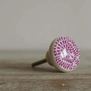 Artisanal Black White Domed Dresser Knob Brushed <b>Gold</b> Brass Base Cupboard <b>Pull</b> - Product Image 3