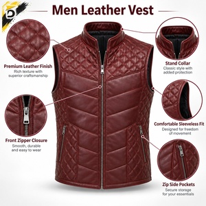 Chaleco de Cuero para Hombre, Diseño Impermeable y Ligero, Corte Cómodo, Fácil de Combinar, para Viajes, Moda Casual y Uso Diario - Product Image 6