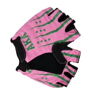 Gants de cyclisme roses à demi-doigts avec rembourrage noir, confortables pour l'entraînement sportif en extérieur - Product Image 1