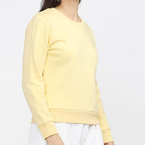 เสื้อสเวตเตอร์คอกลมสีเหลืองสำหรับผู้หญิง แขนยาว ผ้าฝ้ายถัก สวมใส่สบาย สีพื้น สำหรับฤดูใบไม้ร่วง - Product Image 1
