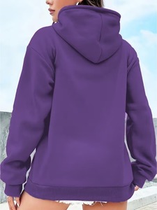 Sweat-shirt streetwear personnalisé à impression en relief pour femme, coupe oversize, en molleton épais mélangé, avec capuche - Product Image 5