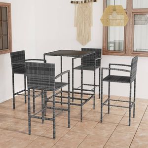 Set da 5 Bar in Poly Rattan in elegante collezione di mobili da Bar grigi - Product Image 1
