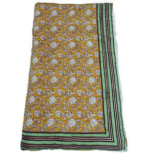 Premium 100% Cotton 300tc Floral <b>Quilt</b> Reversible Block Printed <b>Indian</b> Boho Eco-Friendly All Season Customizable Home Hotel - Product Image 1