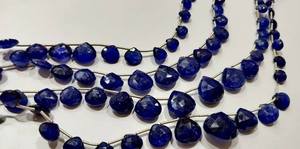 Perles de saphir bleu naturel en forme de cœur, facettées, 12 mm, vendues par brin de 10 pouces de long - Product Image 3