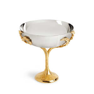 Tazón hecho a mano de diseñador de lujo de tendencia moderna con textura niquelada con Frutero de Metal de helecho con vapor a juego - Product Image 3