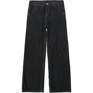 Men Urban Loose Fit Baggy Jeans Wide Leg Washed Denim Casual <b>Hip</b> Hop Streetwear Pants - Product Image 5