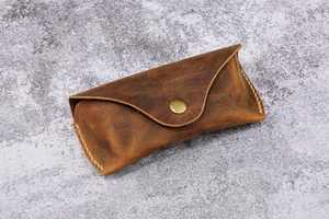 Luxury Genuine Leather Glasses Sleeve <b>Slim</b> Handmade Cowhide Pouch Vintage Reading Spectacles Protector Case LGC-0063 - Product Image 5