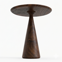 Table de chevet moderne en bois de noyer massif, écologique, avec un design de piédestal conique unique pour la chambre à coucher et le salon