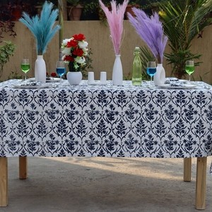 Hermosa Manteles de Lujo Ecológicos con Estampado Floral, Diseño Tradicional Impreso a Mano, Rectangular, para Comedor - Product Image 6