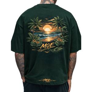 เสื้อยืดผู้ชายทรงโอเวอร์ไซส์ผ้าฝ้ายพรีเมียมเนื้อนุ่มระบายอากาศได้ดี ลายพิมพ์ด้านหลังสไตล์ทรอปิคอล รับผลิตตามสั่ง แบรนด์ส่วนตัว ผลิตจำนวนมากแบบ OEM - Product Image 2