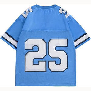 Print Logo Front Unisex V-neck Quick Dry Breathable Oversized Short Soccer Basketball Baseball Cropped <b>Drop</b> Shoulder Mesh Custom - Product Image 2