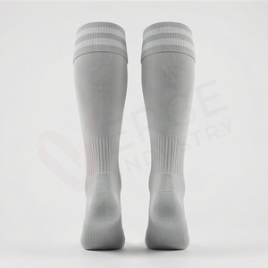 <b>Men's</b> Knee High <b>Socks</b> Gray <b>Striped</b> Knitted Cotton Breathable Sports Regular Style Spring - Product Image 2