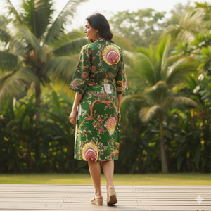 Bata Kimono de Algodón Botánico Ecológico |   Bata de Spa para Mujer con Cuello en V, Manga Larga y Bolsillos |   Obra Maestra Sostenible con Cordón Ajustable - Product Image 3