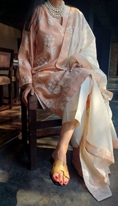 FATEMA FASHION - Traje Salwar Kameez Pakistaní Moderno de Georgette Sintética Blanca de Lujo, con Dupatta, de Secado Rápido, para Fiestas Indias, Formal, para Mujer - Product Image 3