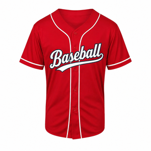 Custom Heat-Transfer Printed Button Down Crew Neck <b>Baseball</b> Jersey Breathable Wholesale Men's Softball Jersey - Product Image 1