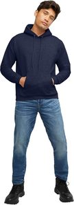 Sudadera con Capucha Azul Marino para Hombre, Corte Regular, 100% Algodón, Felpa, Informal, con Bolsillo Delantero, Impermeable, Ecológica, para Invierno - Product Image 4