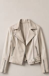 Veste moto en cuir PU pour homme, col rabattu, fermeture éclair, coupe ajustée, couleur unie, manches classiques, automne - Product Image 4