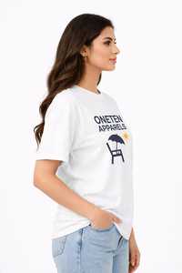 เสื้อยืดผู้หญิงฤดูร้อน ONE TEN Apparels สีกรมท่า ผ้าฝ้ายนุ่ม สวมใส่สบาย แขนสั้น ระบายอากาศได้ดี คุณภาพสูง ปรับแต่งได้ แฟชั่น - Product Image 2