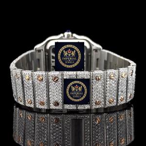 นาฬิกาข้อมือจักรกลทรงสี่เหลี่ยม Imperial Jewels Luxury ผลิตจากสแตนเลสสตีลและโมอิสซาไนต์ พร้อมจอแสดงผล GPS วันที่ และหน้าปัดแบบ Skeleton สำหรับทุกเพศ - Product Image 3