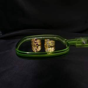 Anillo de Plata de Ley 925 Chapado en Oro Vintage con Piedras Preciosas de Granate, Rubí y Topacio Blanco Hechas a Mano, Bajo MOQ, para Mujer - Product Image 3