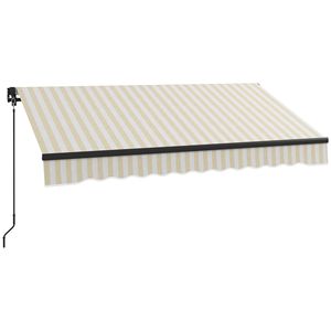 Tenda Parasole Retrattile 2,4m x 2m (8FT x 6.5FT) con Telaio in Alluminio e Telo in Polietilene 280gsm Resistente ai Raggi UV, Colore Beige Bianco, per Terrazze, Balconi e Giardini - Product Image 1