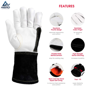 Premium Two-Tone Extended Safety Cuff Heavy-Duty Good Quality Fully Customized Made New Arrival Smooth Leather Work <b>Gloves</b> - Product Image 2