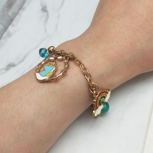 Pulsera de Aleación de Zinc con Unicornio, Cuentas de Arcoíris, Decoración de Hadas, Ajustable, Joyería de Fantasía para Uso Diario - Product Image 5