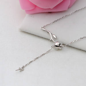 Collier pendentif en argent S925, style fleur, chaîne de clavicule avec support creux pour perle, accessoires de bijoux DIY - Product Image 5