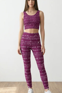 Leggings de Yoga de Cintura Alta, Largos, con Estampado de Letras, Color Morado, Spandex y Nailon, Elásticos en Cuatro Direcciones, Sin Costuras, de Secado Rápido, Cintura Elástica, para Mujer - Product Image 4