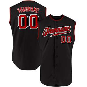 Maillot de baseball noir sans manches léger en polyester haute performance, personnalisable par broderie, sérigraphie et transfert thermique – Grande Vente - Product Image 1