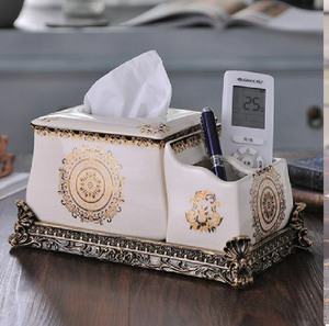 Boîte à mouchoirs en métal moderne avec imprimé paon blanc et support multi-télécommandes, pour une décoration intérieure coordonnée, disponible à prix de gros - Product Image 5