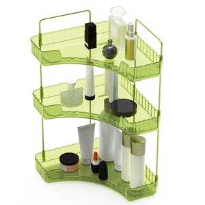 Estante Organizador de Esquina Transparente de 3 Niveles para Baño, para Maquillaje, Perfumes y Cosméticos, Diseño de Línea Bat - Product Image 1