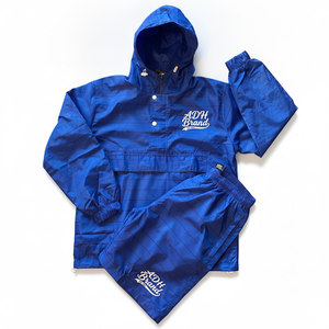 ADH Brand Blue Waterproof Tracksuit <b>Set</b> Hooded Full Sleeve Sporty Style Adult Unisex Lightweight Polyester Spring Wear - Product Image 1