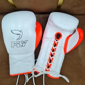Guantes de Boxeo Profesionales de Alta Calidad en Cuero Vacuno Auténtico Azul y Blanco para Sparring, Boxeo, Combate y Kickboxing - Product Image 3