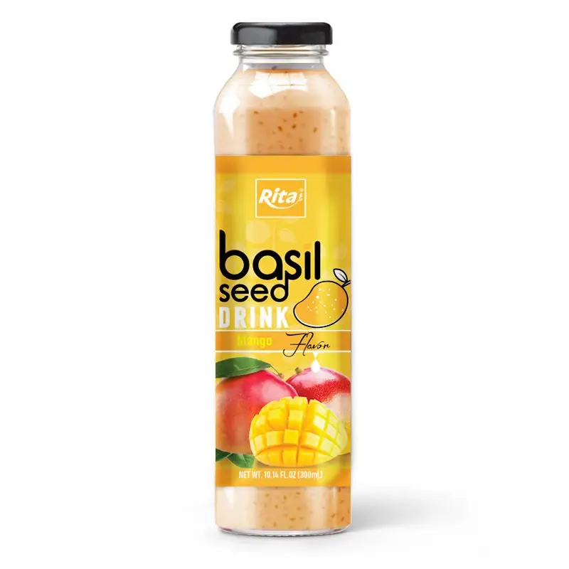 Ücretsiz örnek en çok satan ürün gıda ve içecek özel etiket Oem fesleğen tohum karton şişe ambalajlama sağlıklı suyu 0.3 L