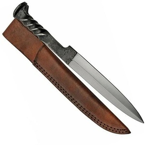 Couteau de boucher médiéval de haute qualité, forgé à la main en acier à haute teneur en carbone, style antique, couteau utilitaire médiéval à lame pleine, avec étui en cuir - Product Image 3