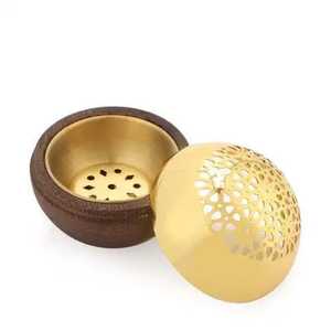 Quemador de Incienso de Mármol Blanco con Respaldo Curvo, Portavasos de Metal Dorado, Soporte para Incienso Árabe Bakhoor, Difusor de Aroma de Mesa - Product Image 5