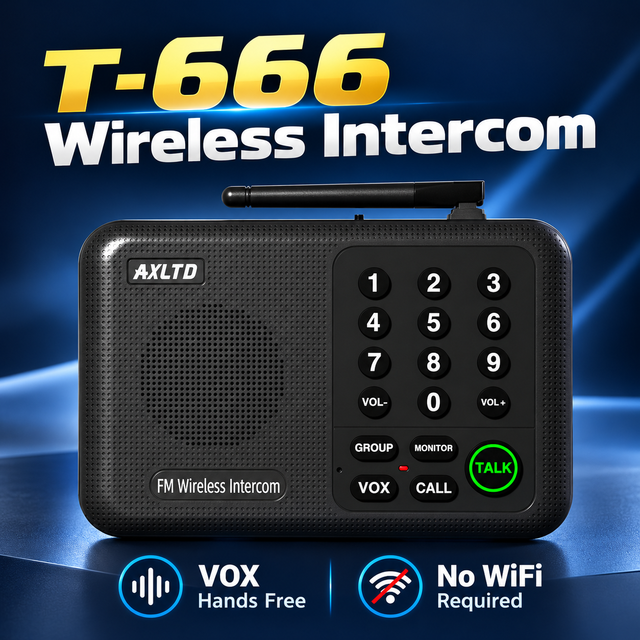 T-666 Wireless Intercom up to 3000M Hands Free Office Home Calling System With UK EU US AU Plug Options Bulk Supply