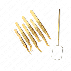 Light Gold Eyelash Extension Tweezers Stainless Steel Mirror Finish Custom Logo Professional Lash <b>Tool</b> for Beauty Salon - Product Image 2