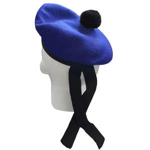 Gorro Balmoral Escocés Liso Azul Vibrante, Gorro de Lana Balmoral, Gorro de Pípere para Kilt, OEM ODM - Product Image 3