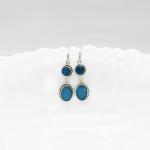 Blue Chalcedony <b>Silver</b> Oxidized <b>Dangle</b> <b>Earrings</b> | 925 Sterling <b>Silver</b> Natural Gemstone <b>Earrings</b> for Resellers - Product Image 1