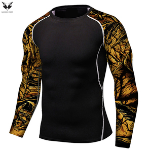 Workout Wear Latest Style Breathable Product Hand Made In Custom Color Contrast <b>Men</b> Wear Quick-Dry Adult Sports Rash Guard Top - Product Image 3