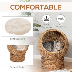23.5\" Sustainable Brown Upholstered Cat <b>Bed</b> Cave Small Animal <b>House</b> with Removable and Washable Features - Product Image 5