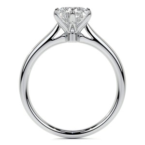 Bague de fiançailles solitaire classique en moissanite taille ovale VVS1 en or blanc 14 carats, bague de mariée minimaliste - Product Image 6