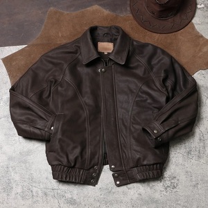 Men's vintage bomber Full grain brushed cowhide Classic moto <b>racer</b> Tailor made leather Retro <b>jacket</b> - Product Image 1
